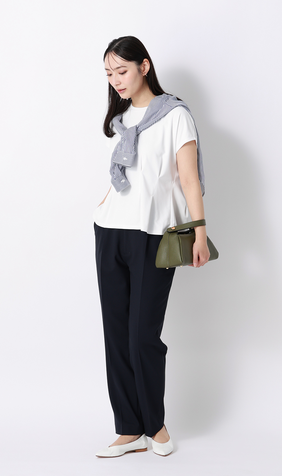 透けないカットソー【半袖】【ペプラム】【＃すご】【WEB限定サイズあり】 ホワイト S