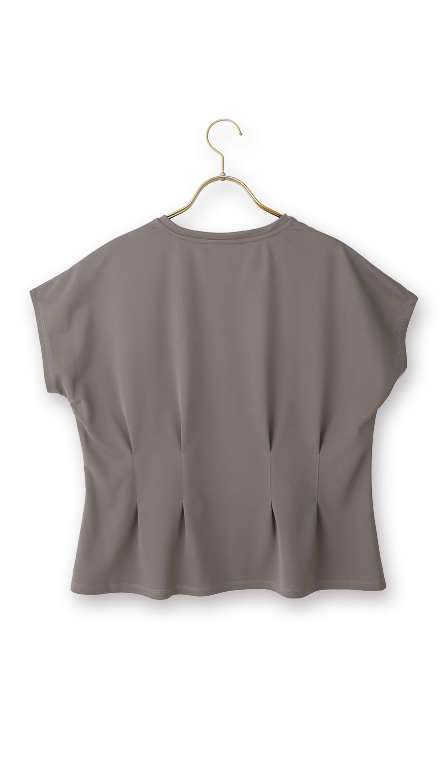 透けないカットソー【半袖】【ペプラム】【＃すご】 チャコール S