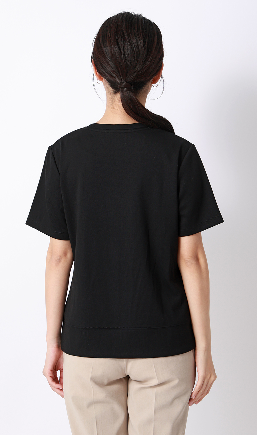 ゼロプレッシャーカットソー【クルーネック】【涼】【半袖】 ブラック S