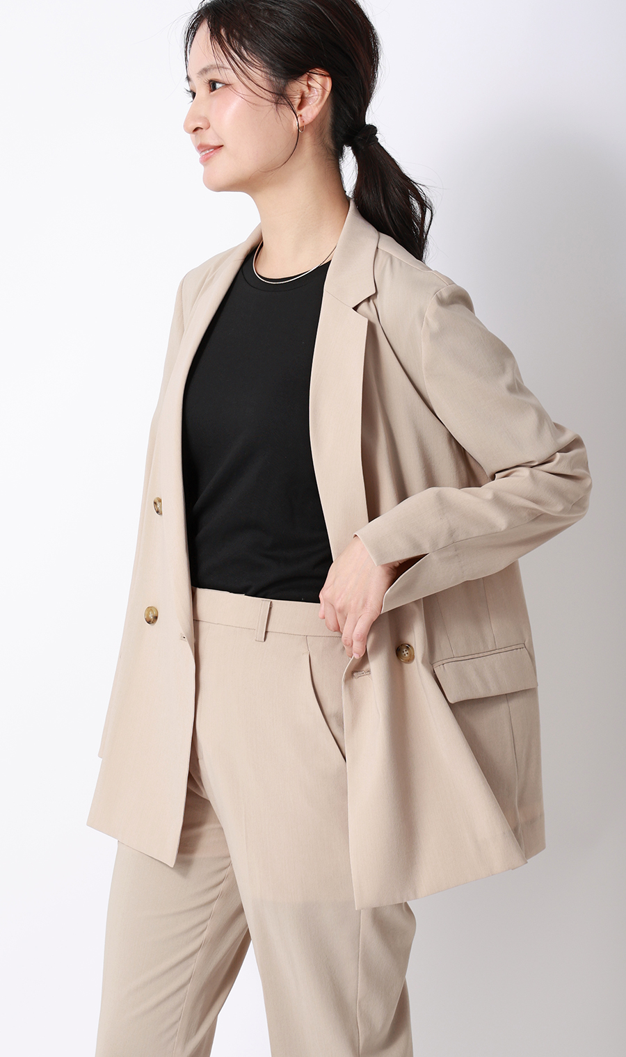 ゼロプレッシャーカットソー【クルーネック】【涼】【半袖】 ブラック S