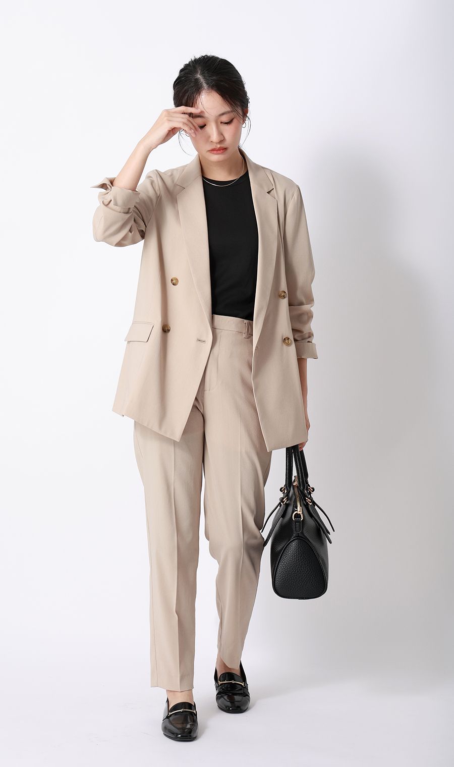 ゼロプレッシャーカットソー【クルーネック】【涼】【半袖】 ブラック S