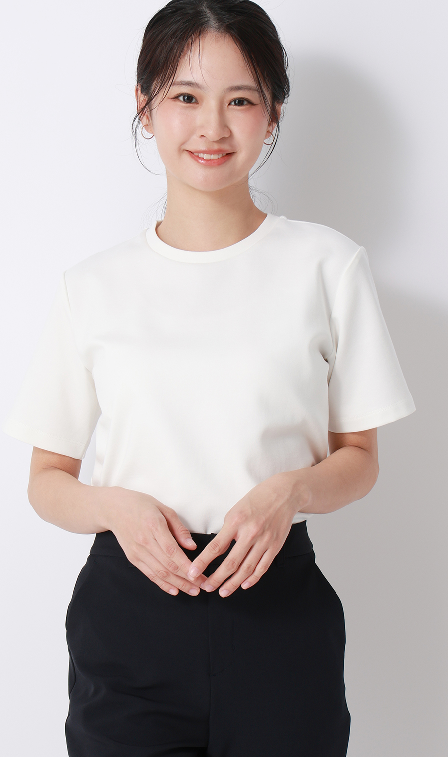 ゼロプレッシャーカットソー【クルーネック】【涼】【半袖】 ホワイト S