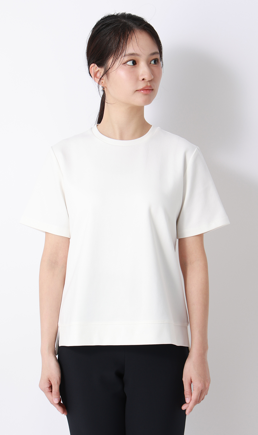 ゼロプレッシャーカットソー【クルーネック】【涼】【半袖】 ホワイト S