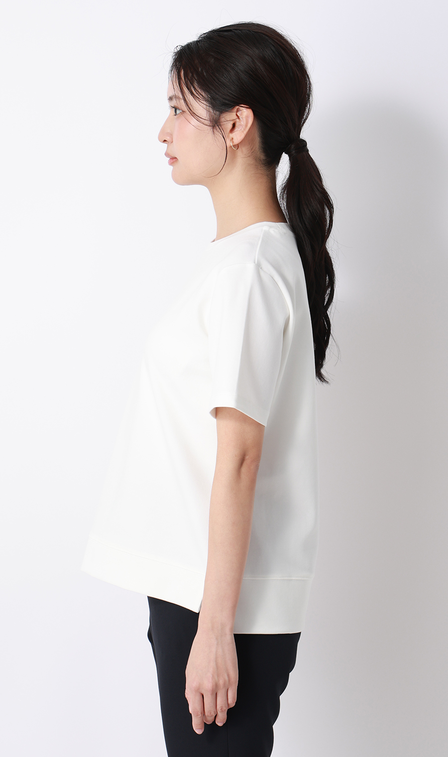 ゼロプレッシャーカットソー【クルーネック】【涼】【半袖】 ホワイト S