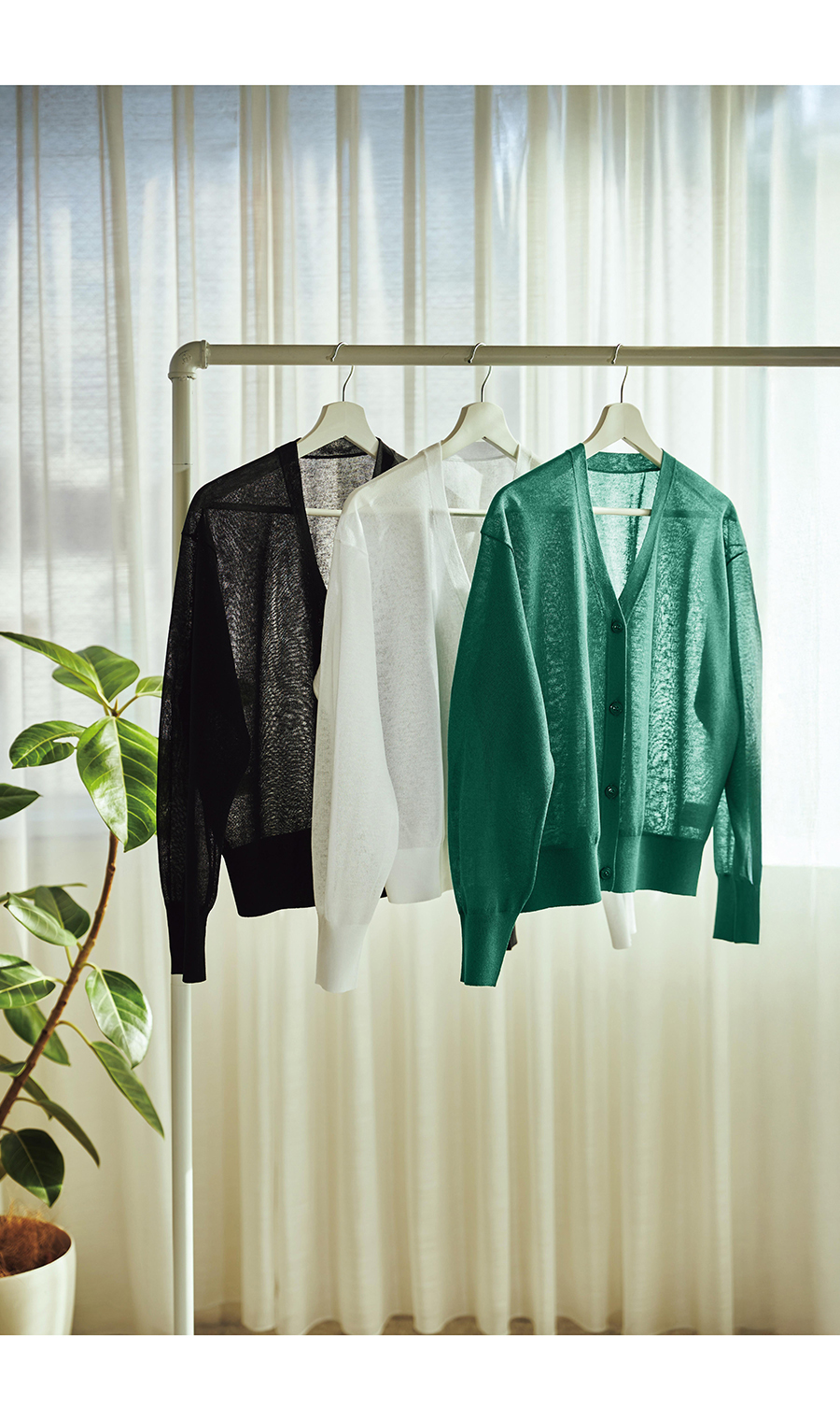 シアーカーディガン【長袖】 グリーン M