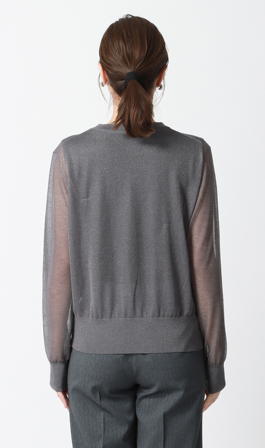 シアーフィルムラメニット【長袖】 グレー S