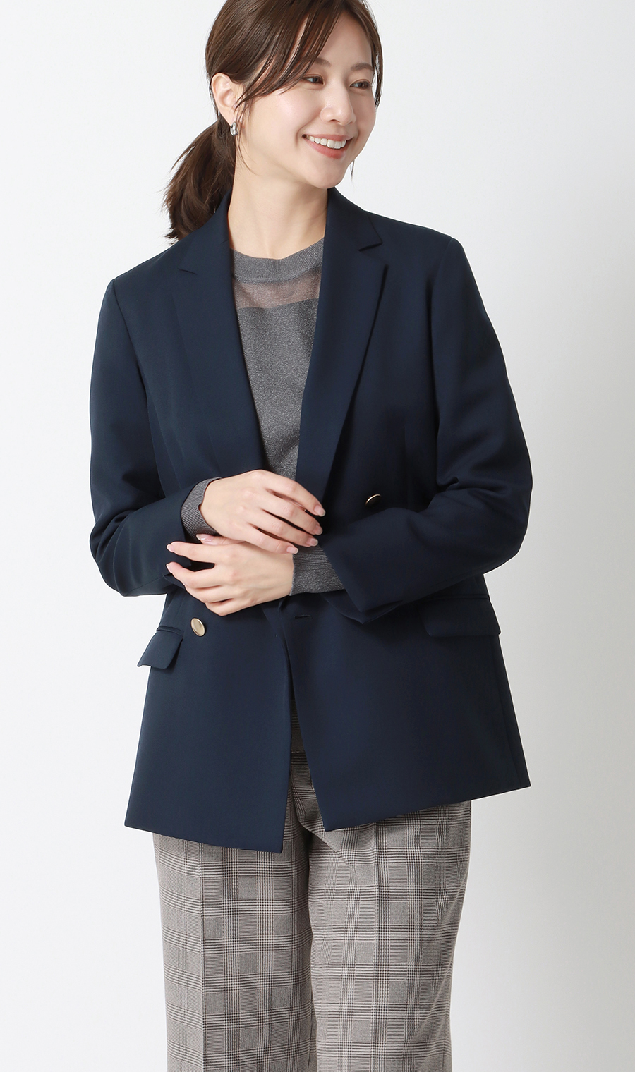 シアーフィルムラメニット【長袖】 グレー S