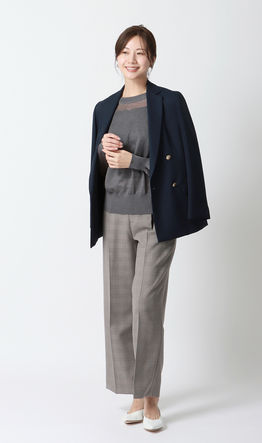 シアーフィルムラメニット【長袖】 グレー S