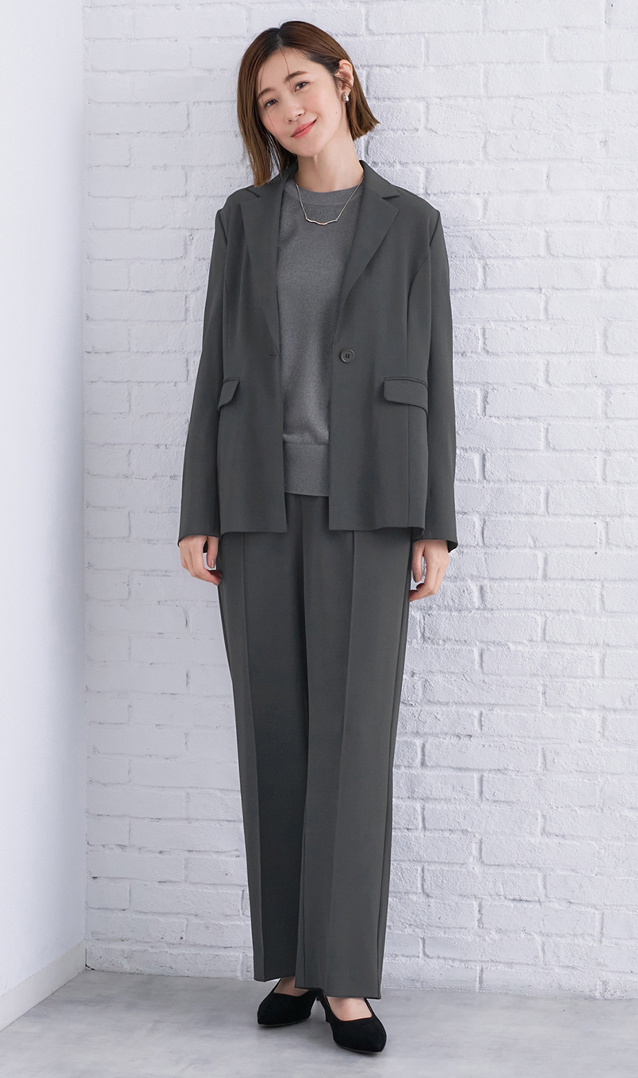 シアーフィルムラメニット【長袖】 グレー S