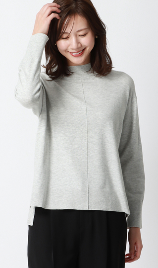 ハイネック天竺ニットプルオーバー【長袖】