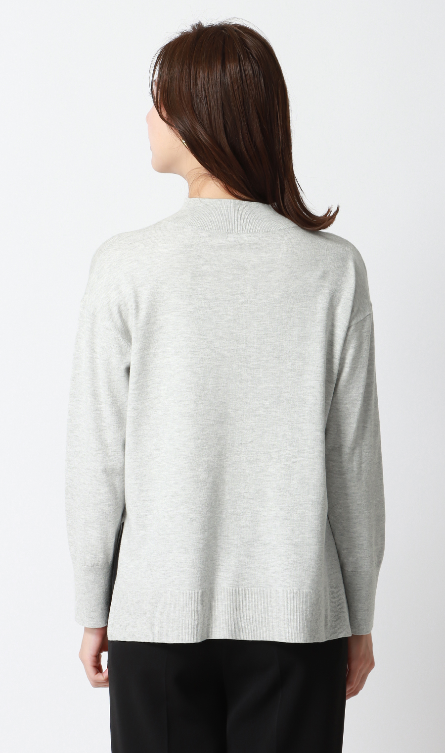 ハイネック天竺ニットプルオーバー【長袖】 ライトグレー S
