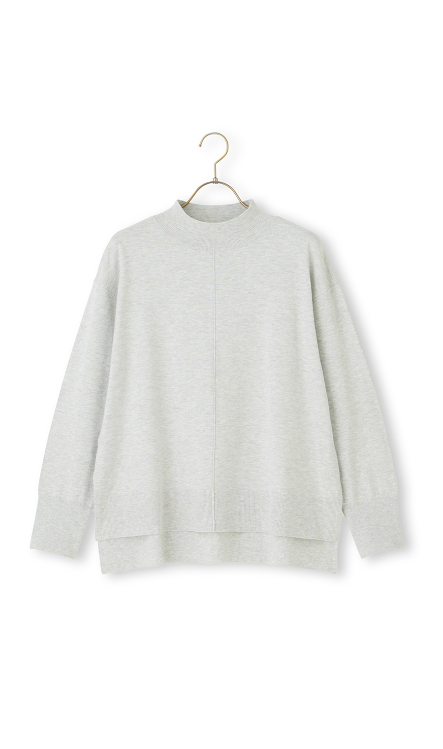 ハイネック天竺ニットプルオーバー【長袖】 ライトグレー S