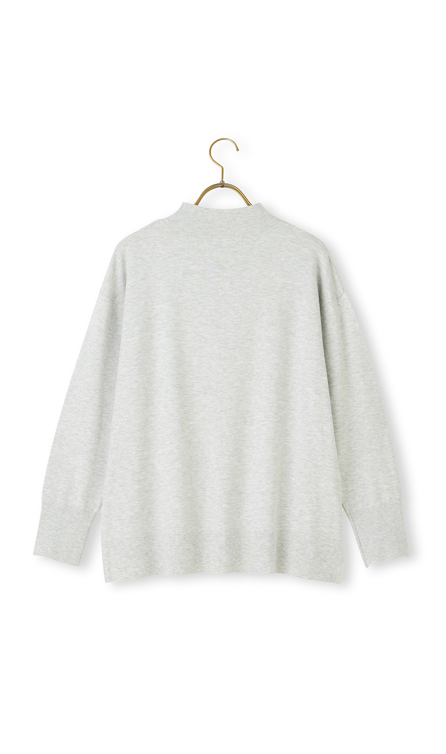 ハイネック天竺ニットプルオーバー【長袖】 ライトグレー S