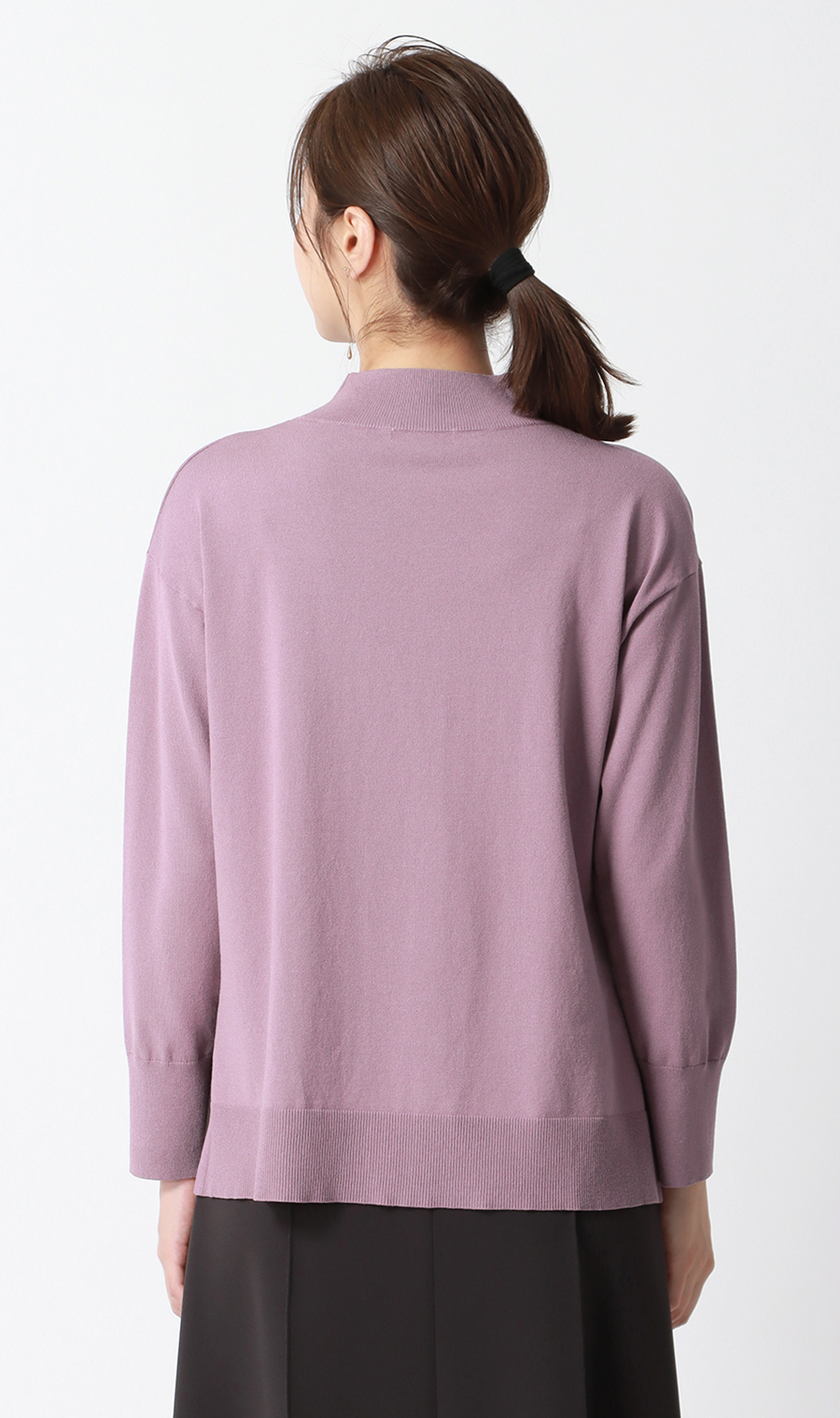 ハイネック天竺ニットプルオーバー【長袖】 ピンク S