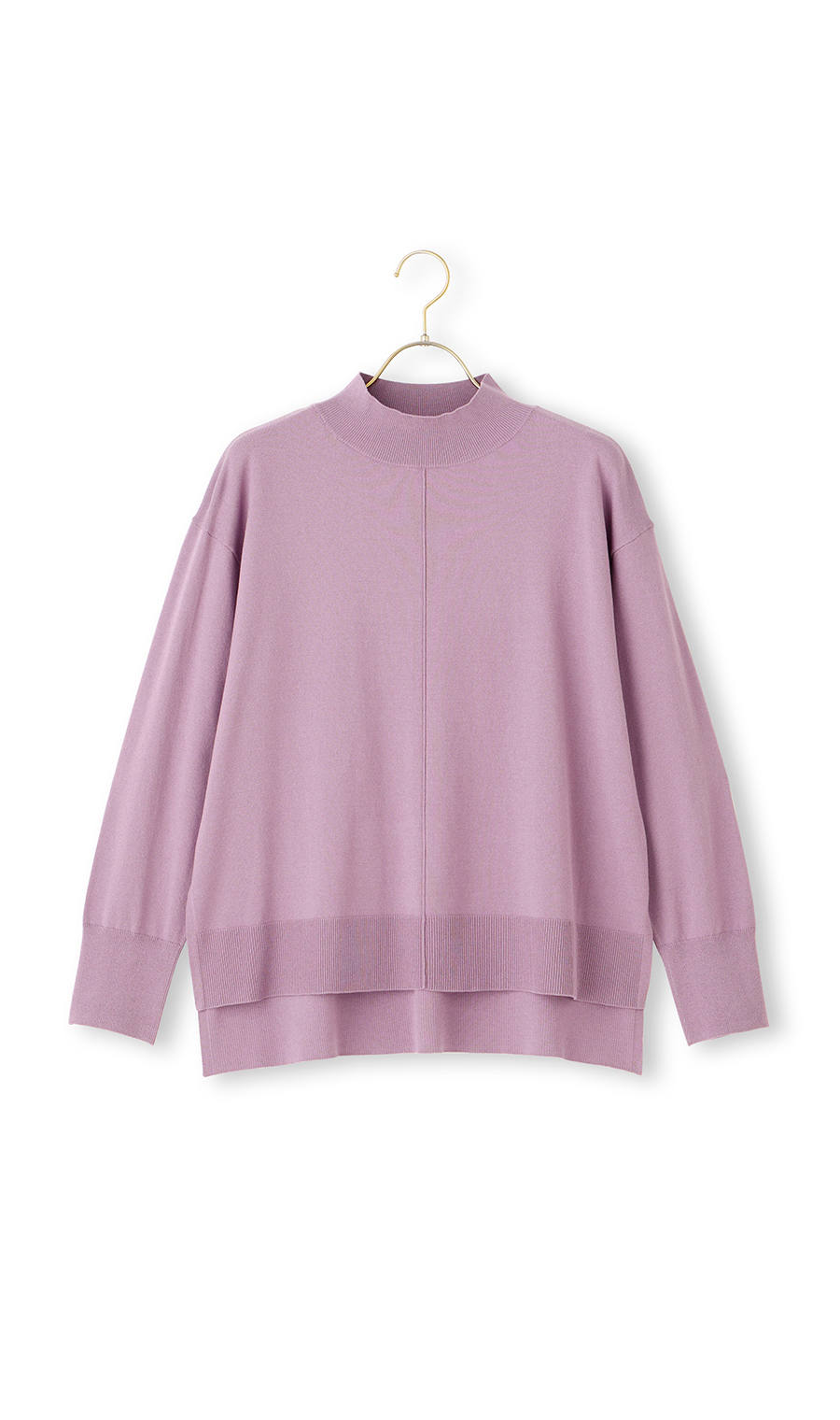 ハイネック天竺ニットプルオーバー【長袖】 ピンク S