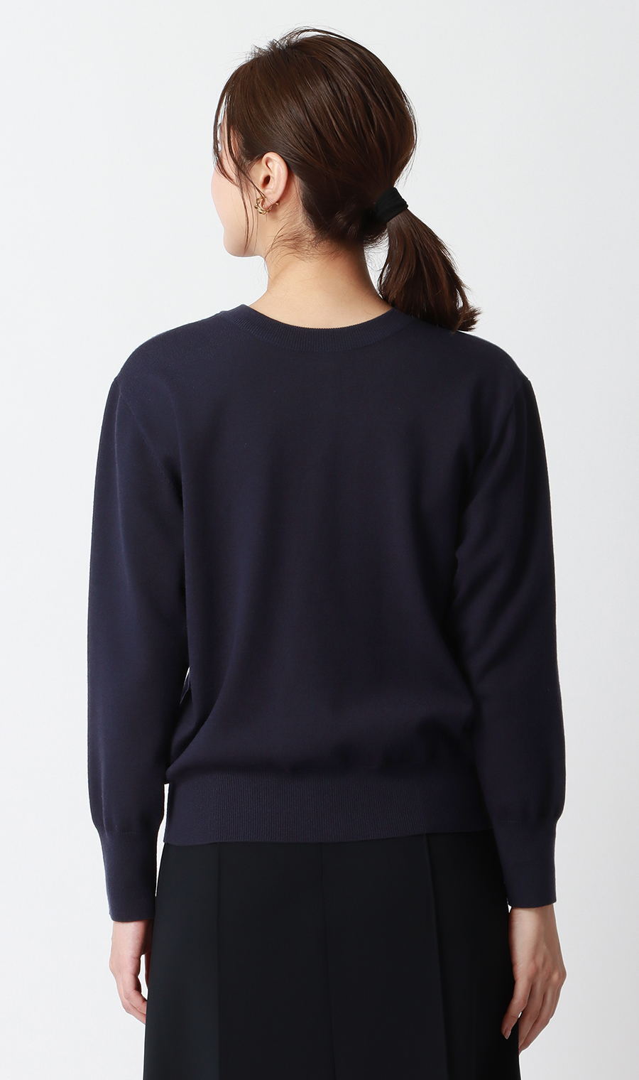 メタルボタン天竺カーディガン【前後2WAY】【長袖】 ネイビー LL