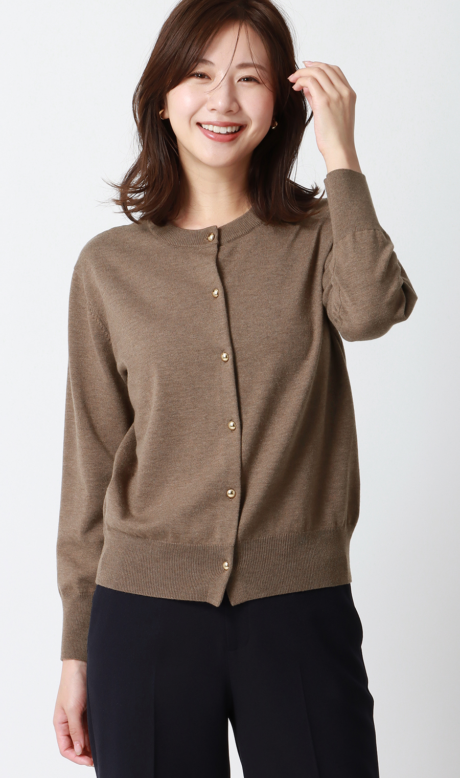 未使用 TIGREBROCANTE M インディゴ 長袖カーディガン メタルボタン天竺カーディガン【前後2WAY】【長袖】 (ANT25110