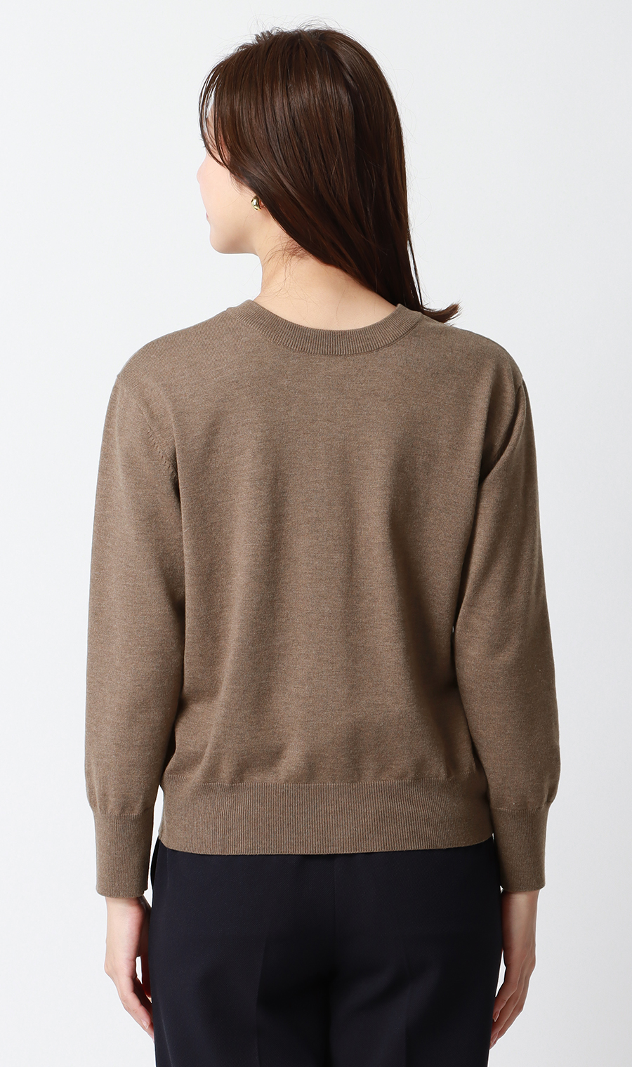 メタルボタン天竺カーディガン【前後2WAY】【長袖】 ブラウン S