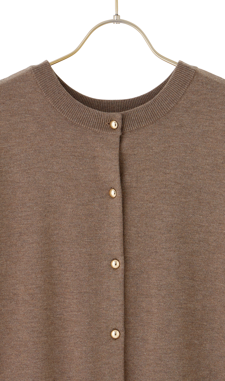 メタルボタン天竺カーディガン【前後2WAY】【長袖】 ブラウン S