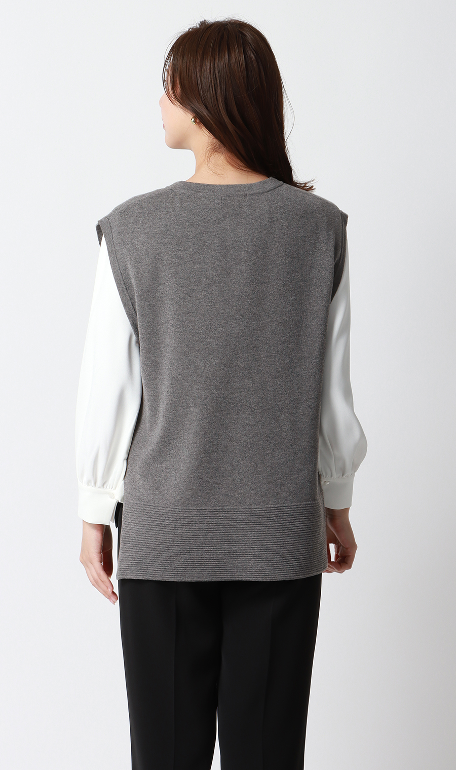 ニットジレ【ノースリーブ】 グレー M