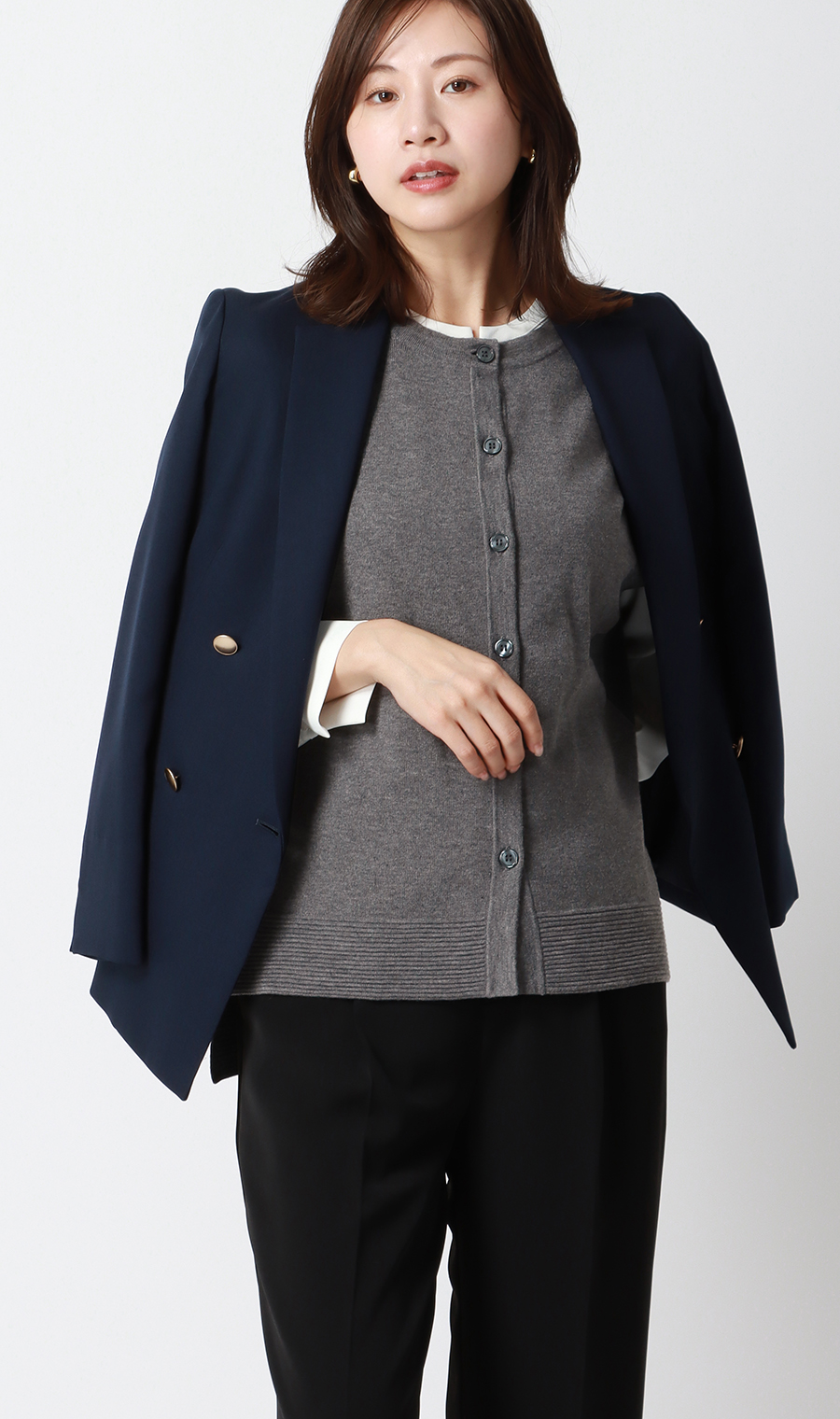 ニットジレ【ノースリーブ】 グレー M