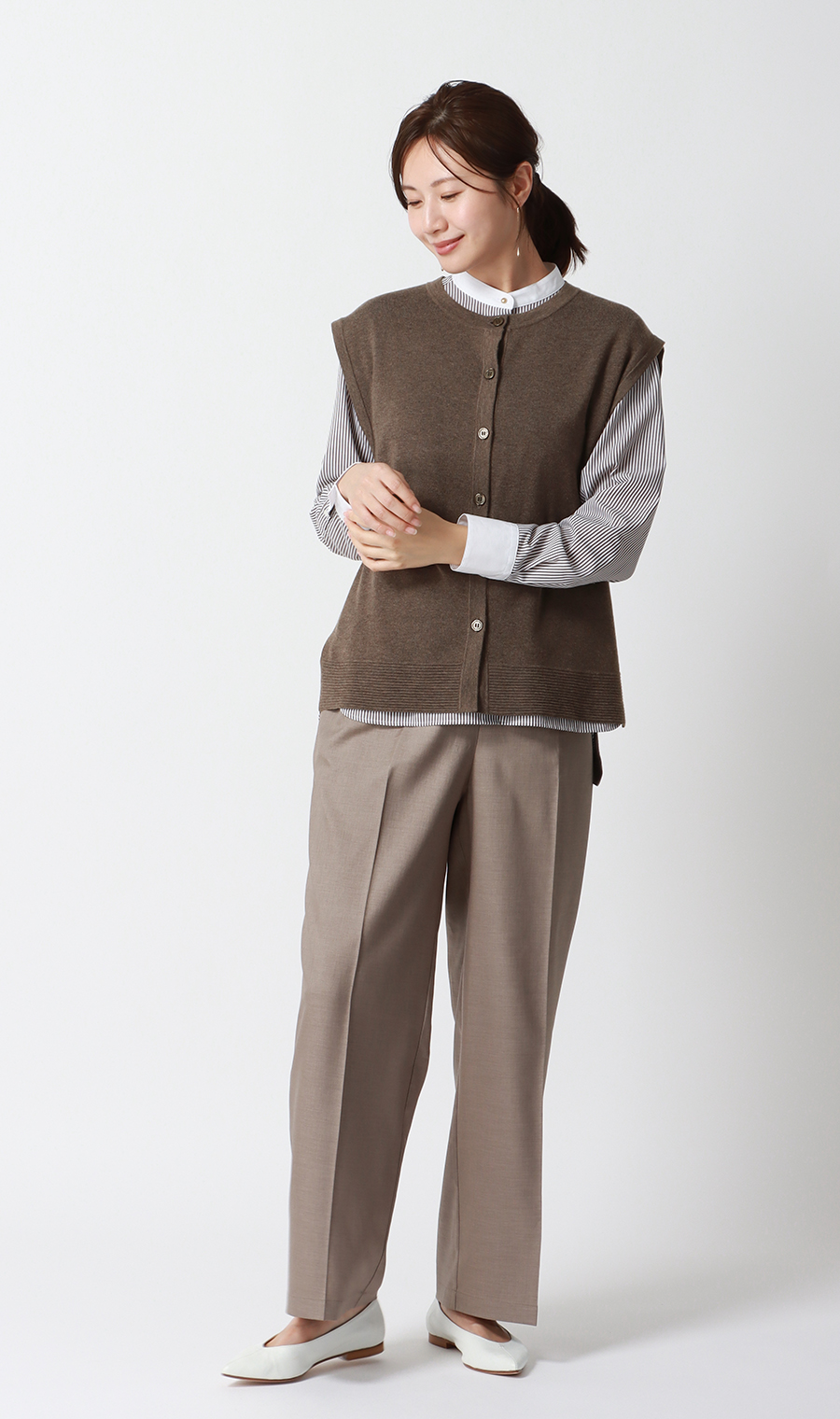 ニットジレ【ノースリーブ】 ブラウン M