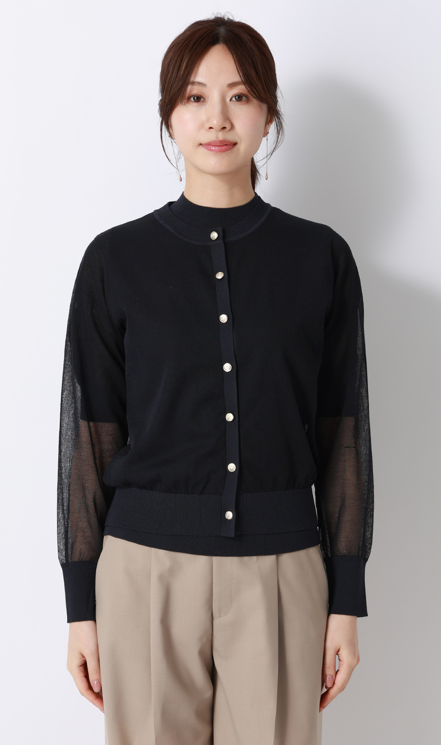 シアーカーディガン【長袖】【アンサンブル着用可】 ネイビー M