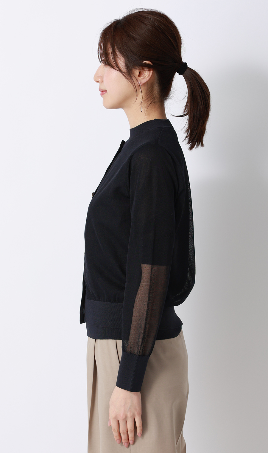 シアーカーディガン【長袖】【アンサンブル着用可】 ネイビー M