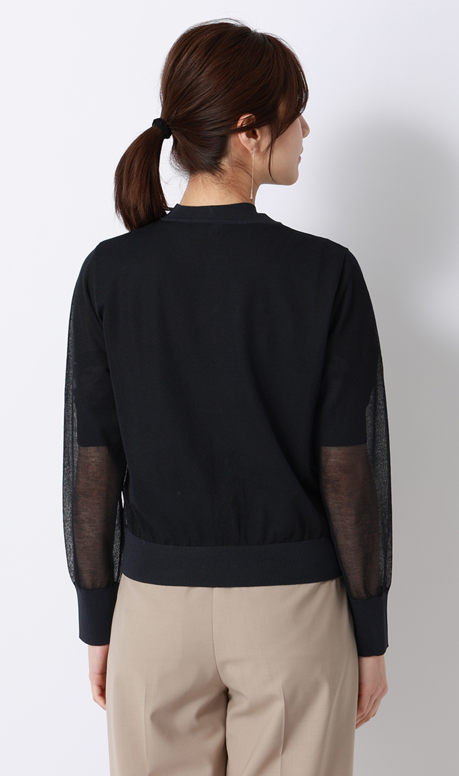 シアーカーディガン【長袖】【アンサンブル着用可】 ネイビー M