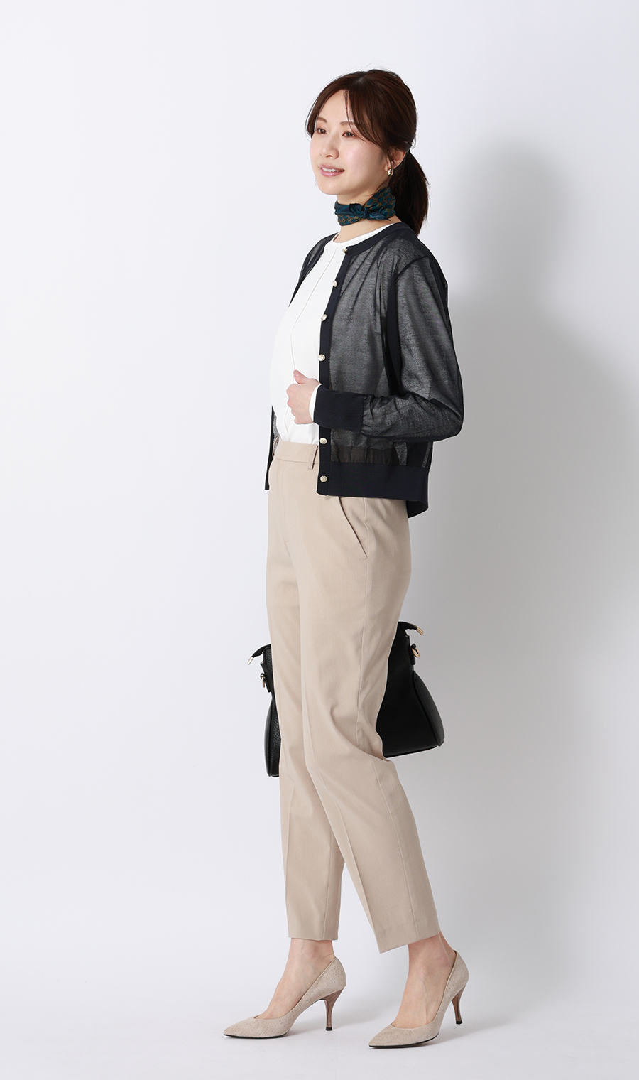 シアーカーディガン【長袖】【アンサンブル着用可】 ネイビー M