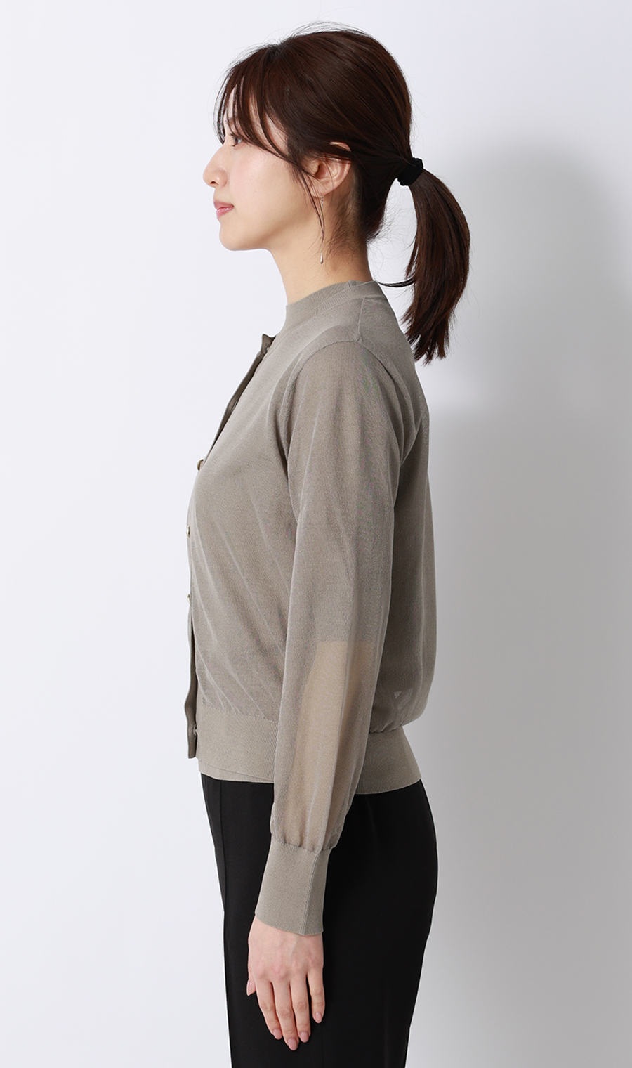 シアーカーディガン【長袖】【アンサンブル着用可】 グレージュ M