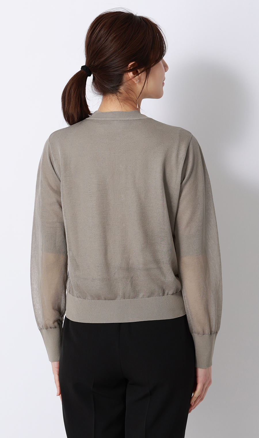 シアーカーディガン【長袖】【アンサンブル着用可】 グレージュ M