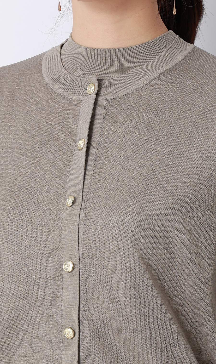 シアーカーディガン【長袖】【アンサンブル着用可】 グレージュ M