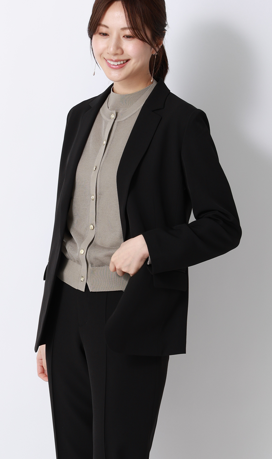 シアーカーディガン【長袖】【アンサンブル着用可】 グレージュ M