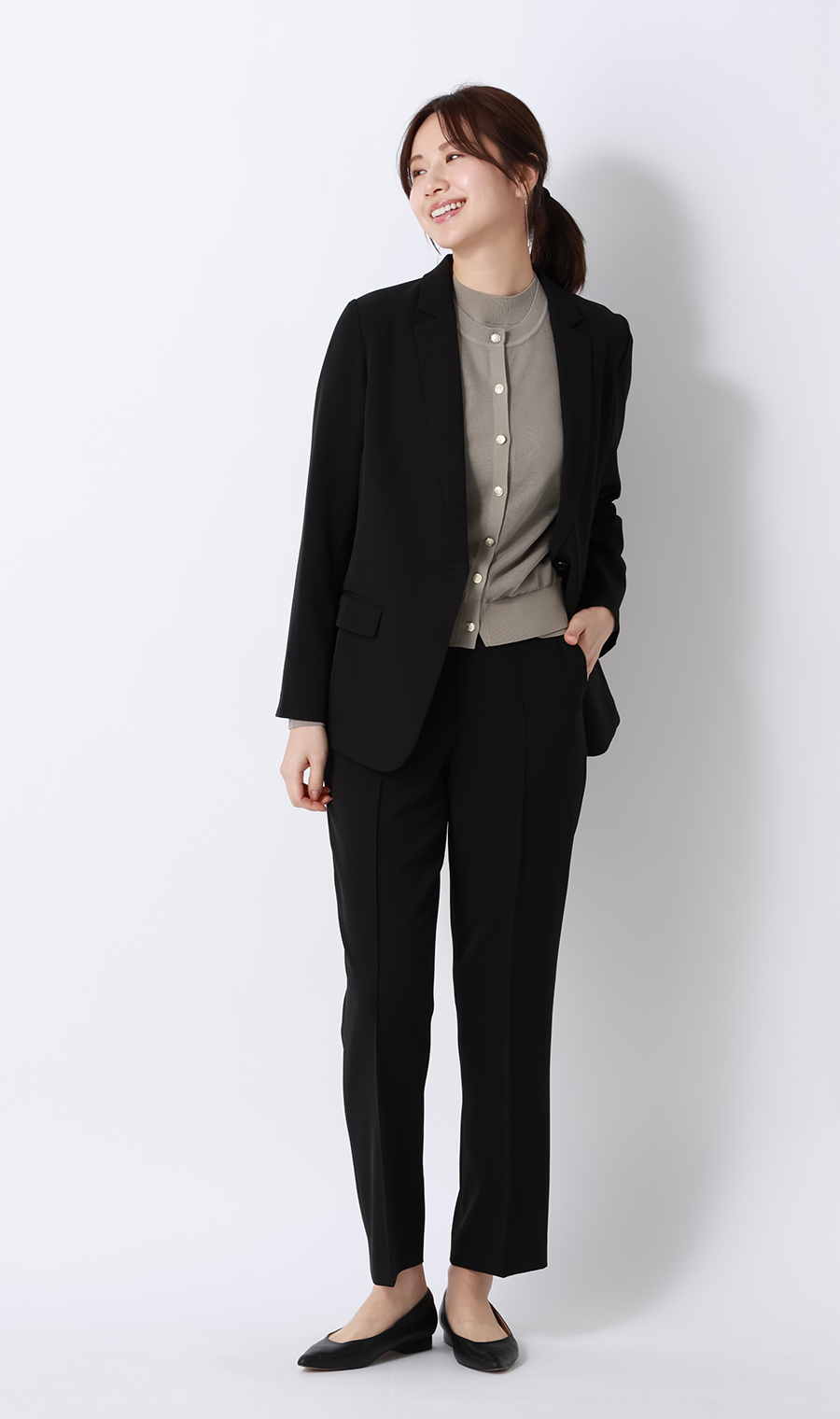 シアーカーディガン【長袖】【アンサンブル着用可】 グレージュ M