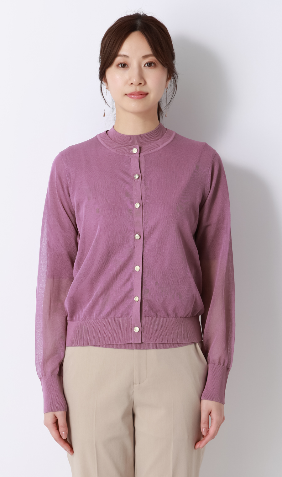 シアーカーディガン【長袖】【アンサンブル着用可】 ピンク S