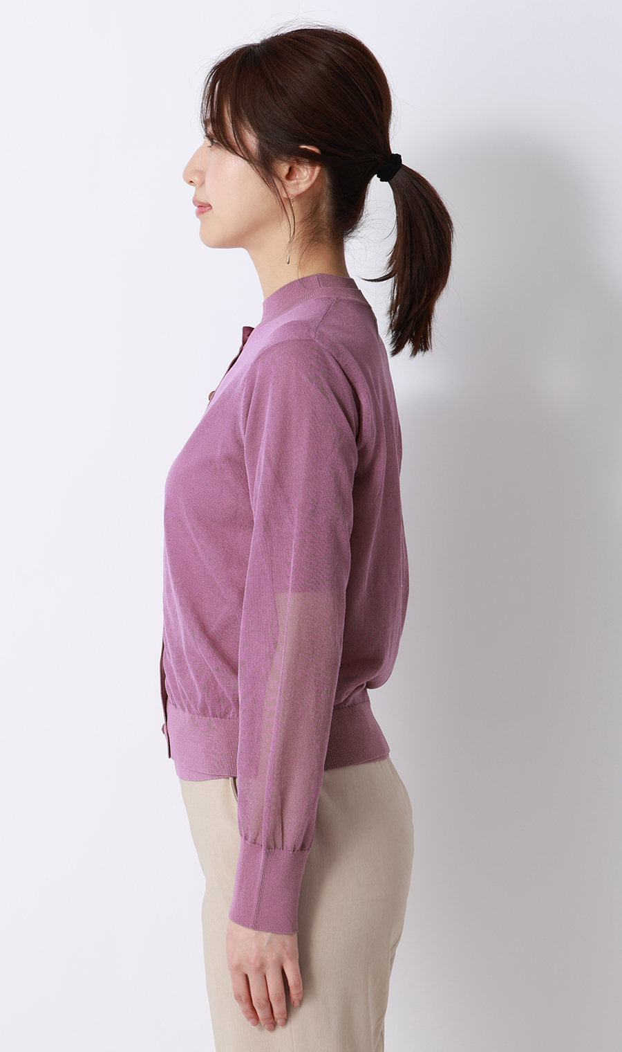 シアーカーディガン【長袖】【アンサンブル着用可】 ピンク S