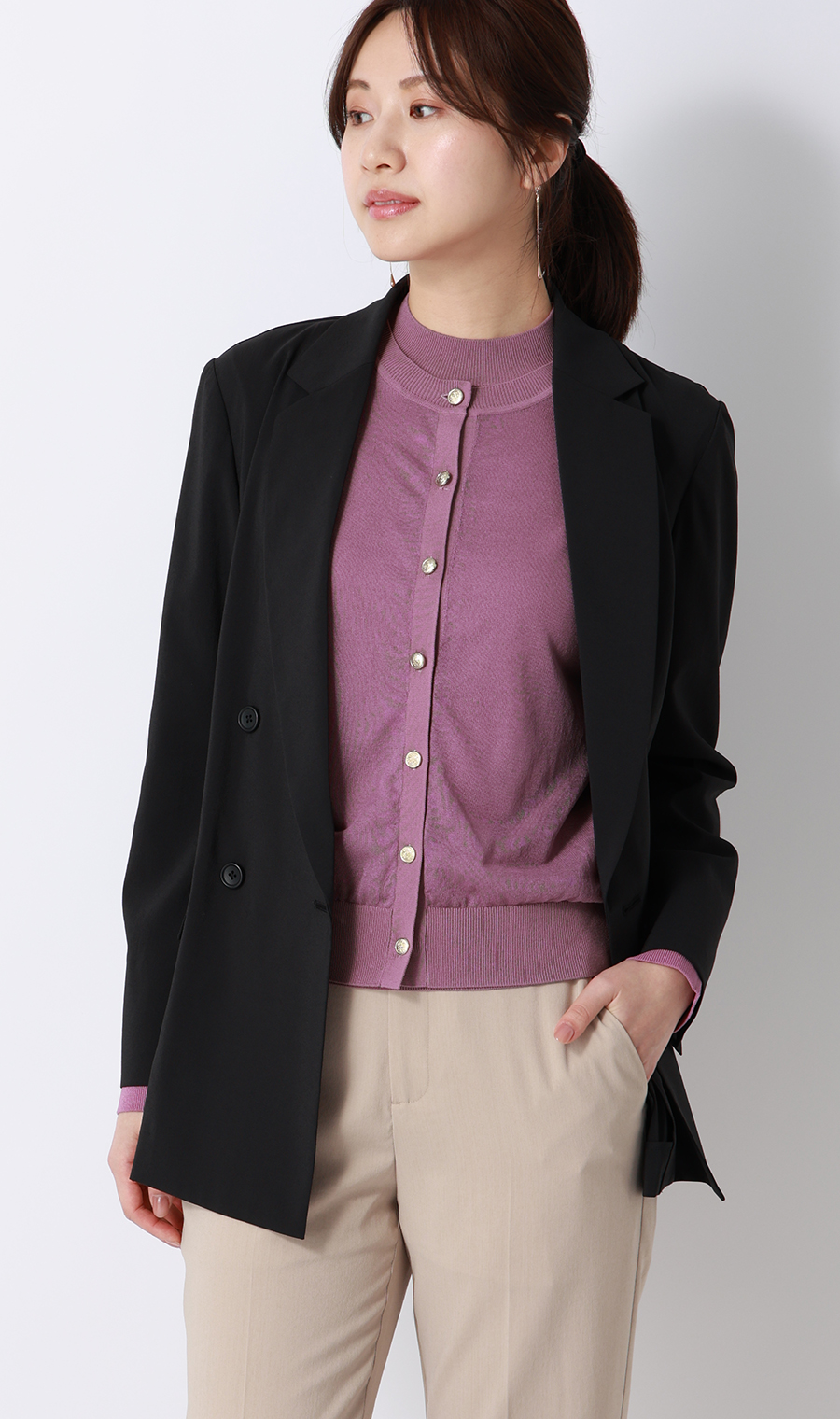 シアーカーディガン【長袖】【アンサンブル着用可】 ピンク S