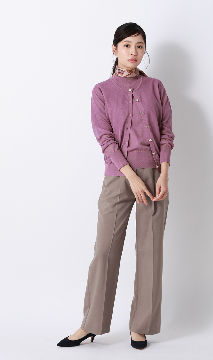 シアーカーディガン【長袖】【アンサンブル着用可】 ピンク S