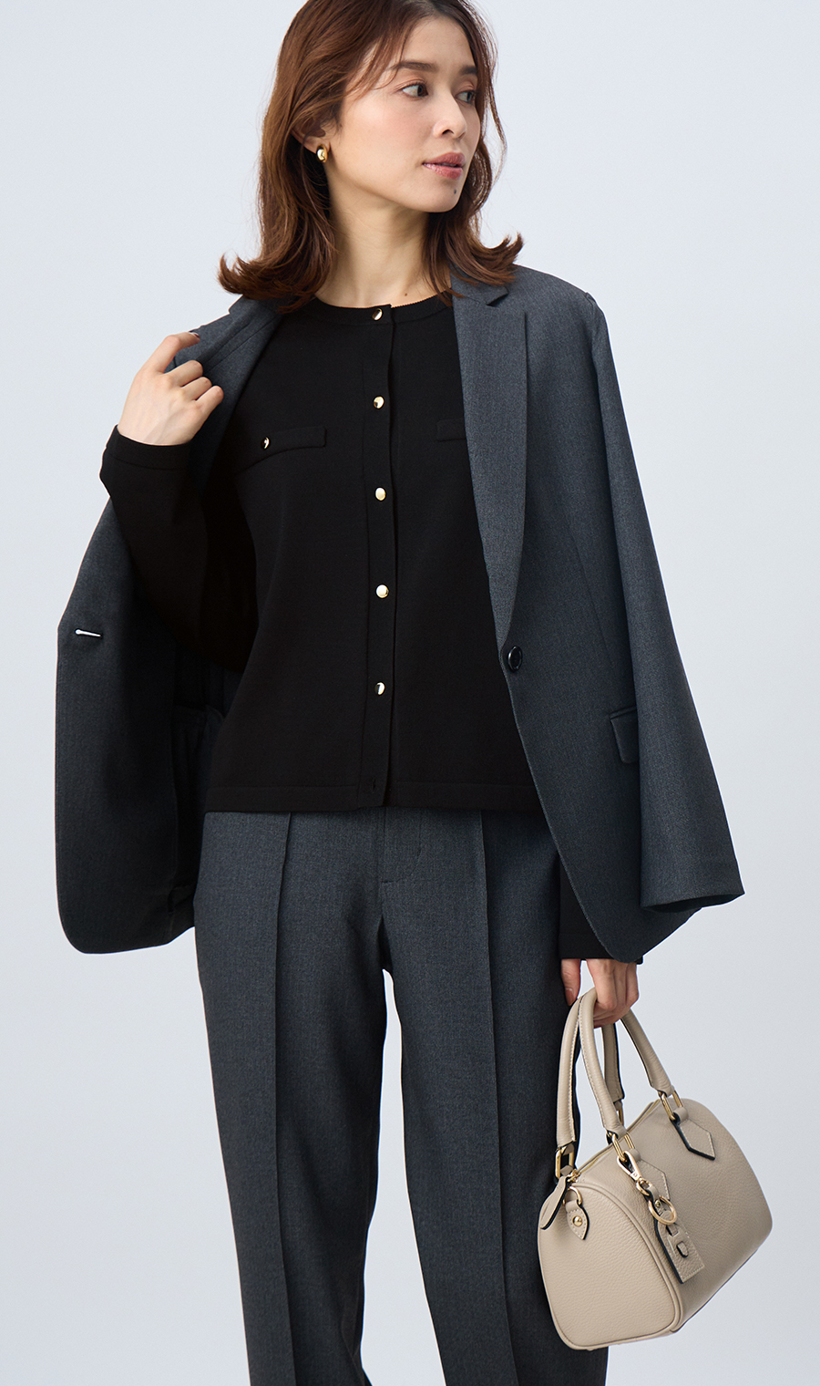 【毛玉CLEARニット】クルーネックカーディガン【長袖】【#すごセーター】 ブラック S