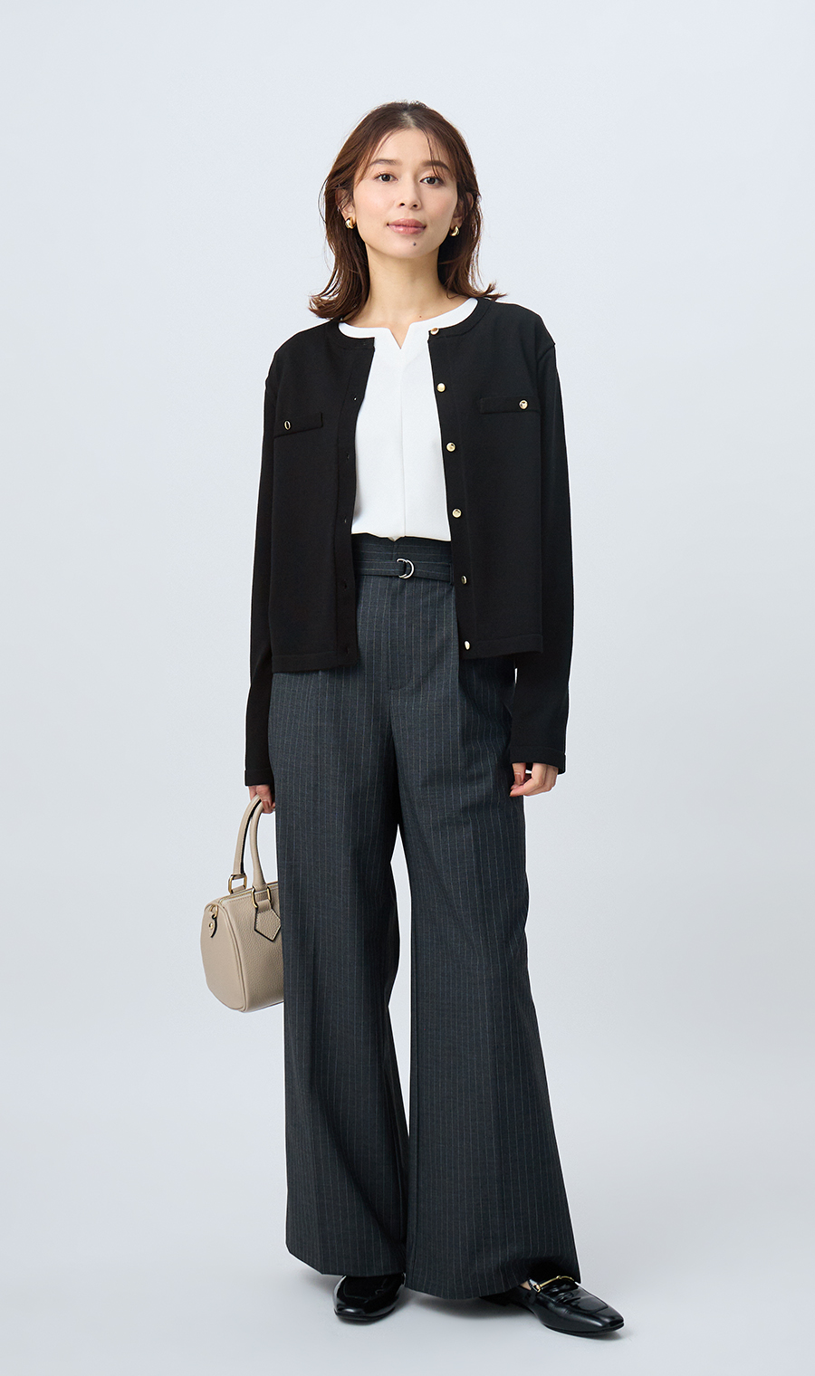 【毛玉CLEARニット】クルーネックカーディガン【長袖】【#すごセーター】 ブラック S