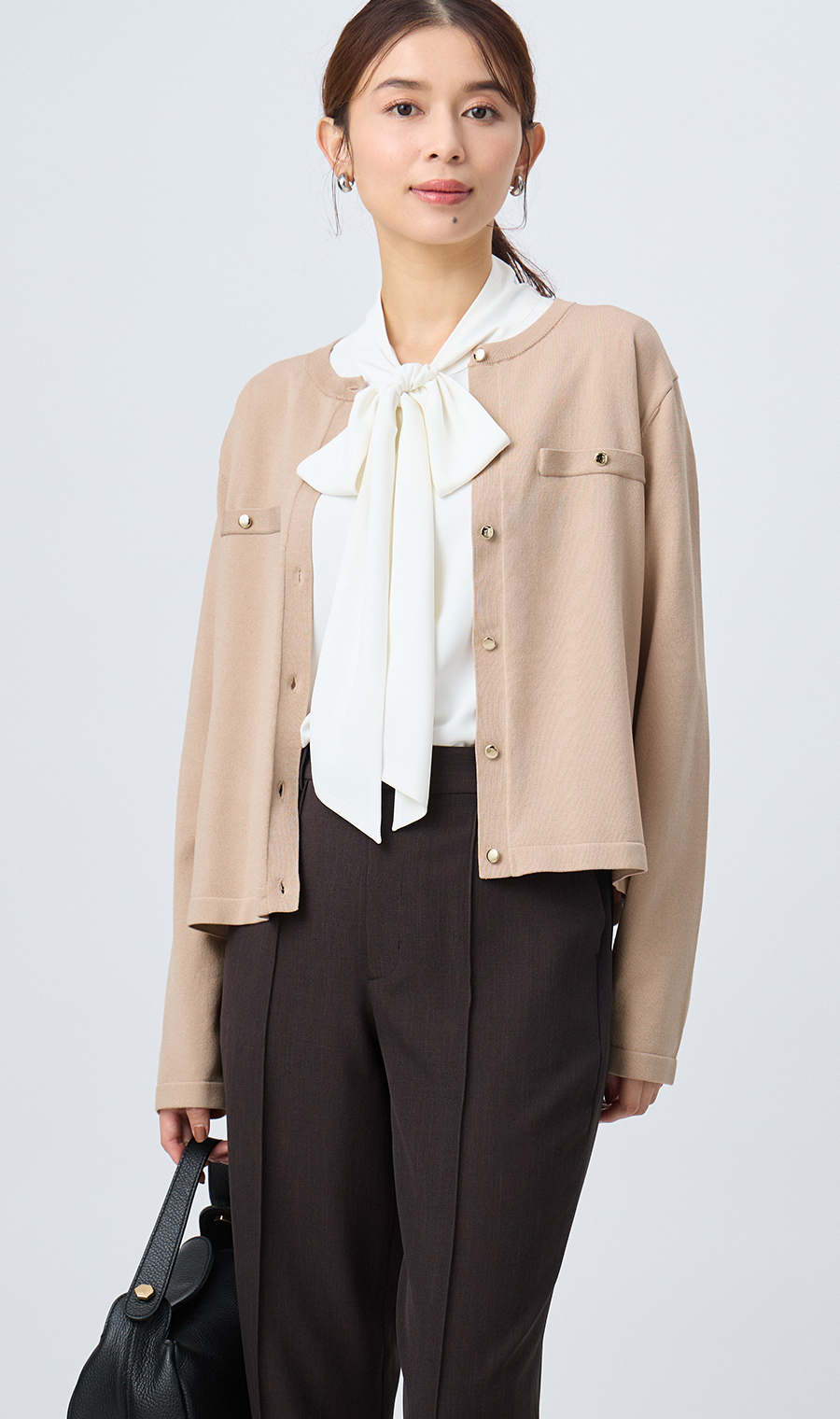 【毛玉CLEARニット】クルーネックカーディガン【長袖】【#すごセーター】 ベージュ S