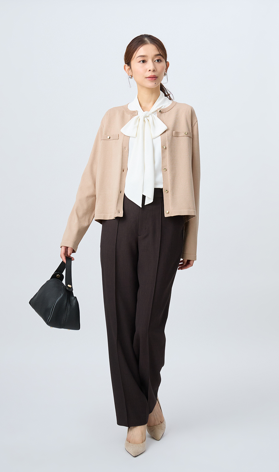 【毛玉CLEARニット】クルーネックカーディガン【長袖】【#すごセーター】 ベージュ S