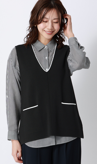 Vネックニットジレ【ノースリーブ】