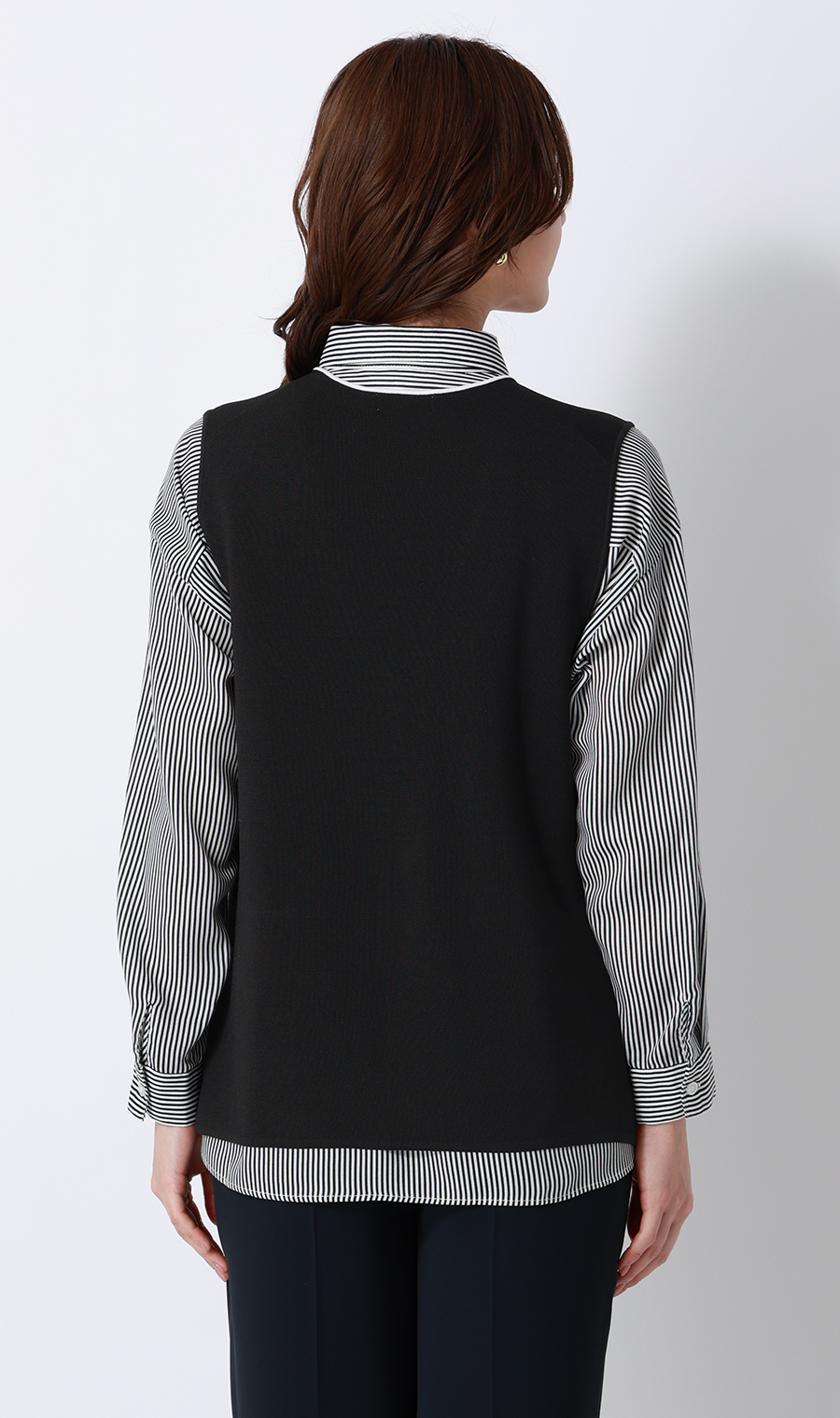 Vネックニットジレ【ノースリーブ】 ブラック M