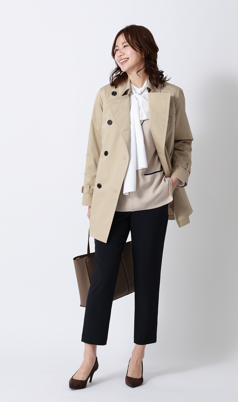 Vネックニットジレ【ノースリーブ】 ベージュ M