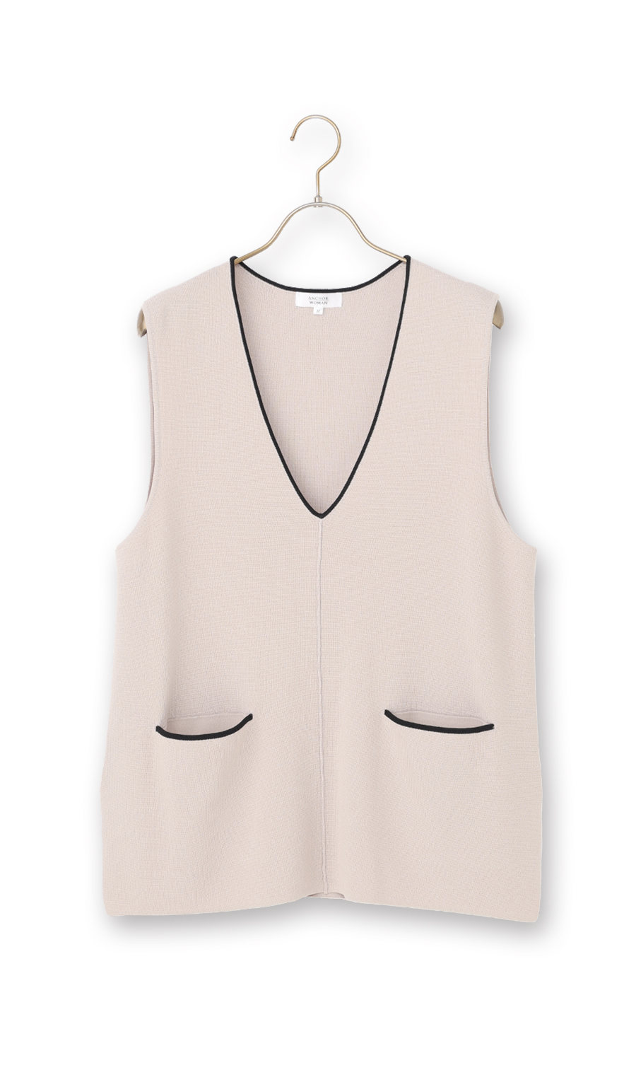 Vネックニットジレ【ノースリーブ】 ベージュ M