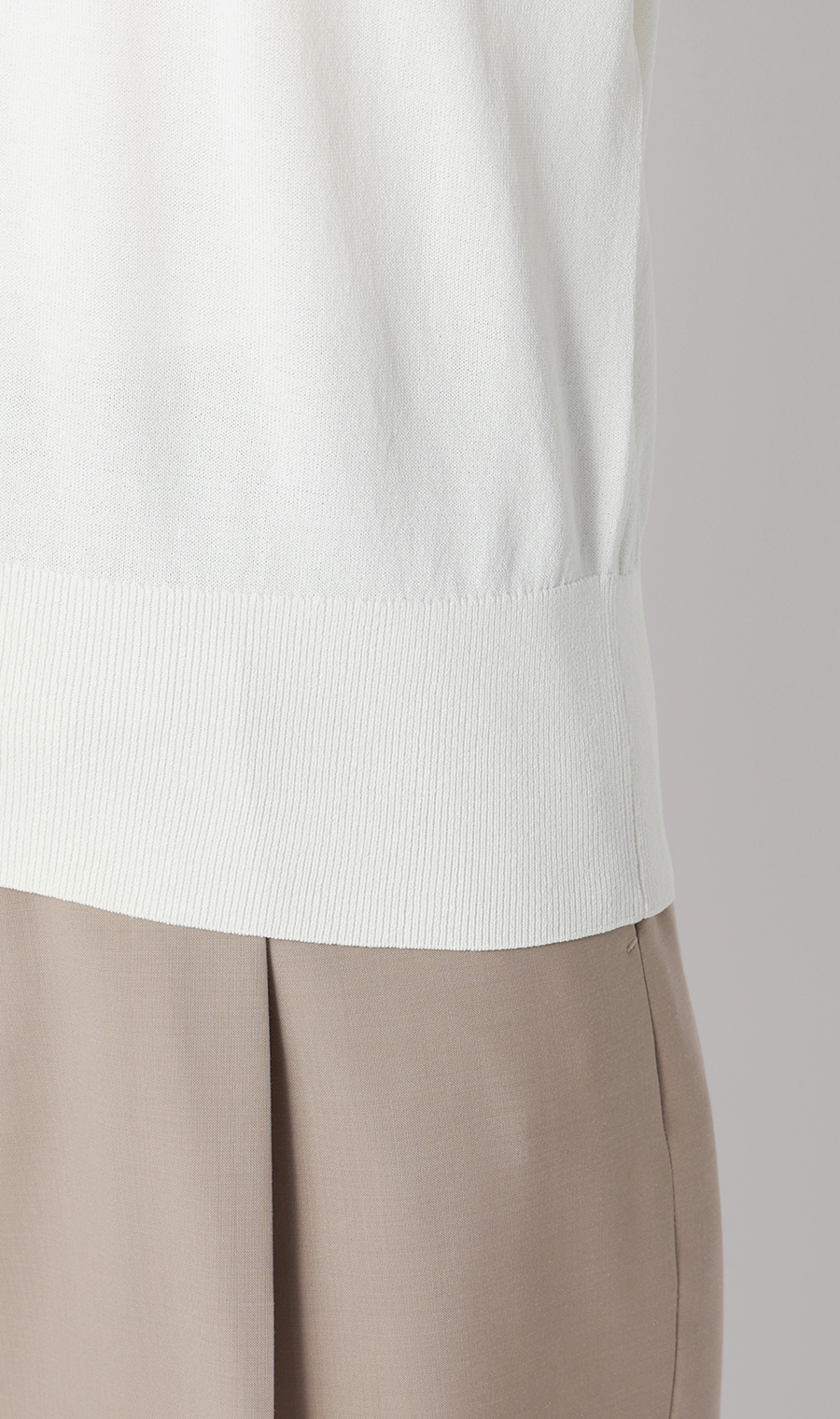 ハイネックシアースリーブニット【5分袖】 ホワイト S