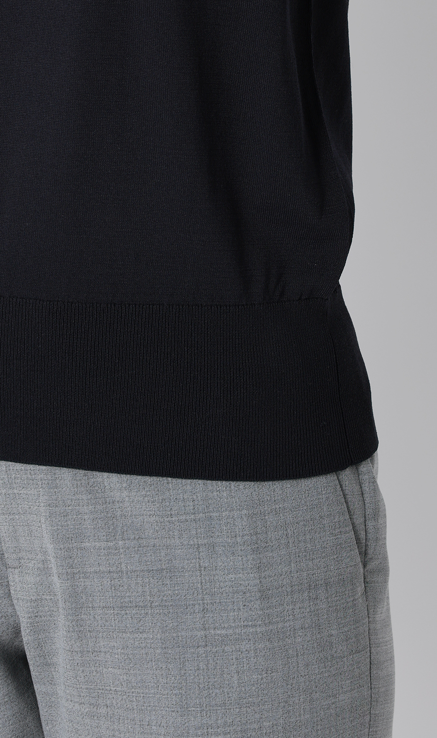 ハイネックシアースリーブニット【5分袖】【アンサンブル着用可】 ネイビー S