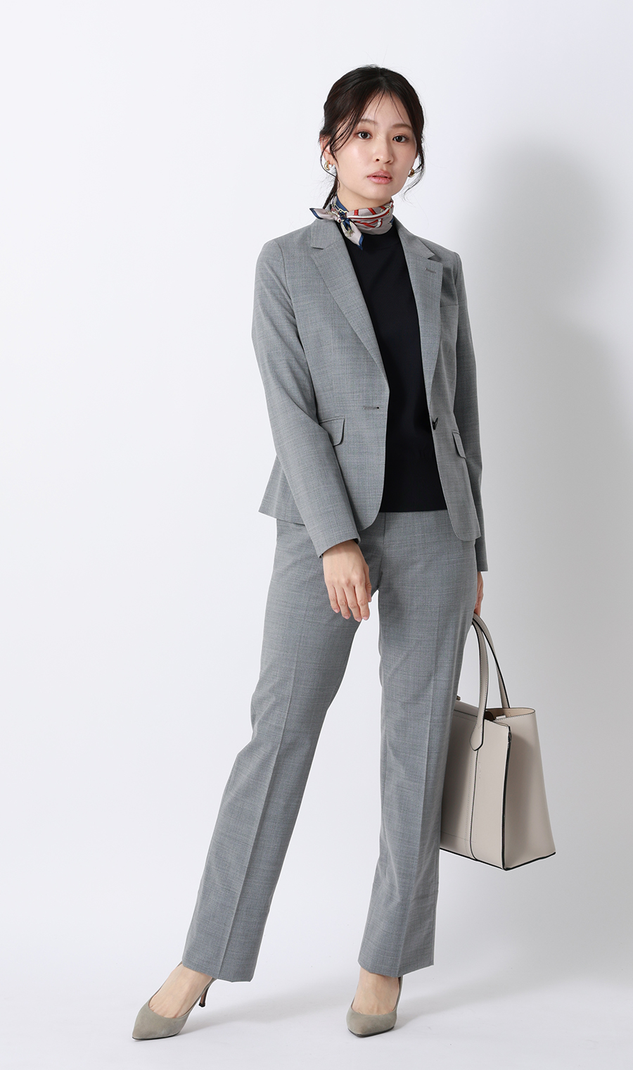 ハイネックシアースリーブニット【5分袖】【アンサンブル着用可】 ネイビー S